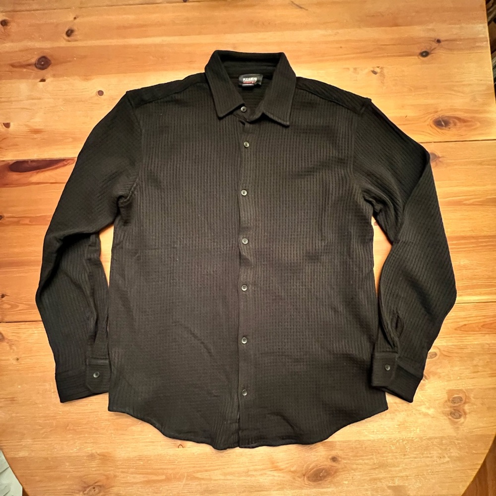 Mens Pull & Bear Black textured button down shirt size Large